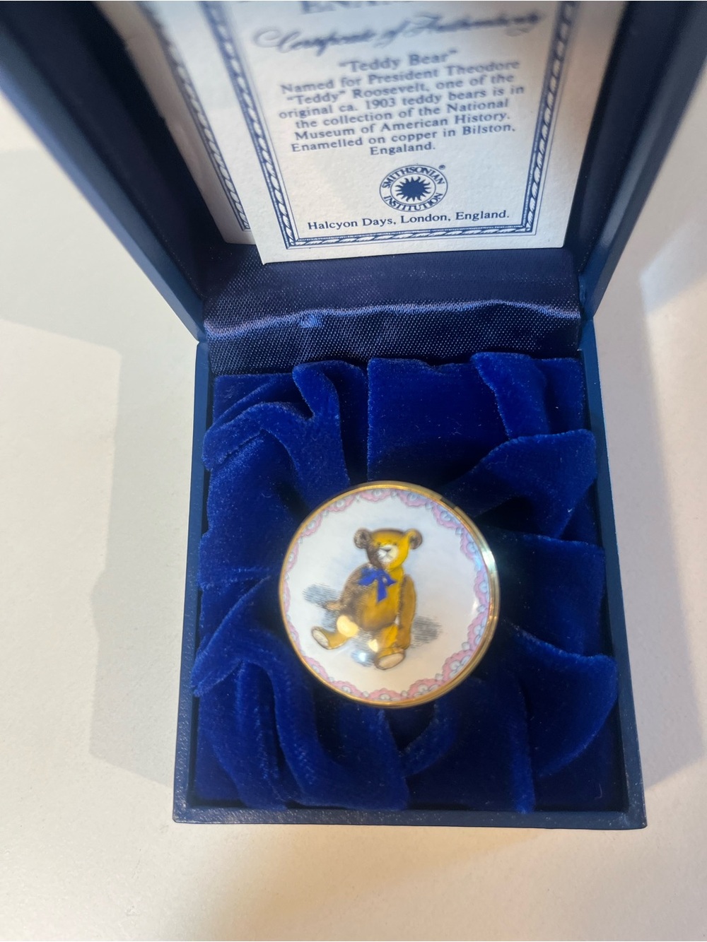 Halcyon Days Enamel Teddy Bear trinket Box
